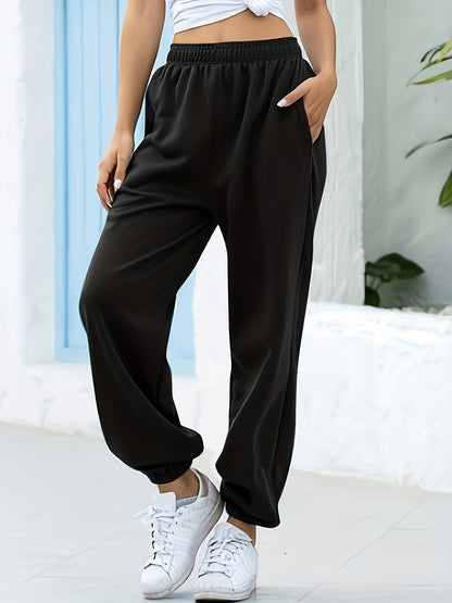 Femke | Plain Elasticated High-Waisted Joggers