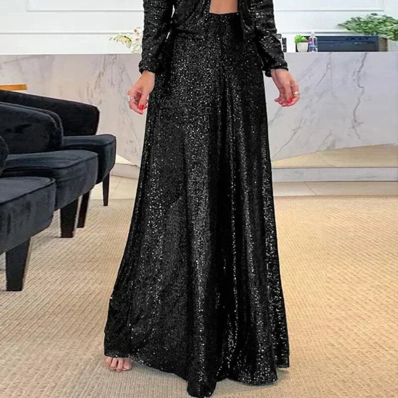 Sequin Wide-Leg Trousers for Women for Parties