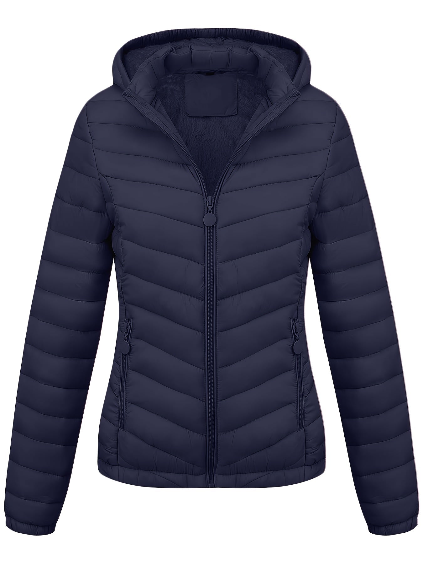 Fien | Ruched hoodie puffy jacket with angled pockets