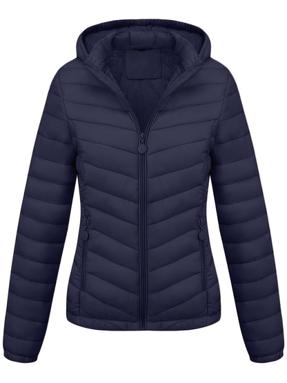 Fien | Ruched hoodie puffy jacket with angled pockets