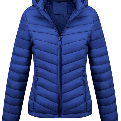 Fien | Ruched hoodie puffy jacket with angled pockets