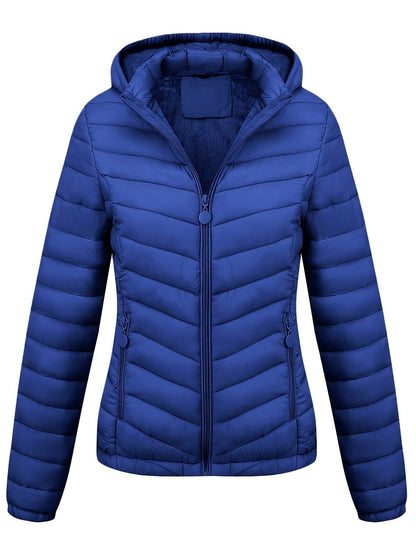 Fien | Ruched hoodie puffy jacket with angled pockets
