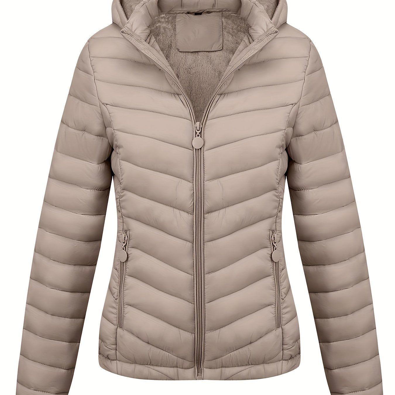 Fien | Ruched hoodie puffy jacket with angled pockets