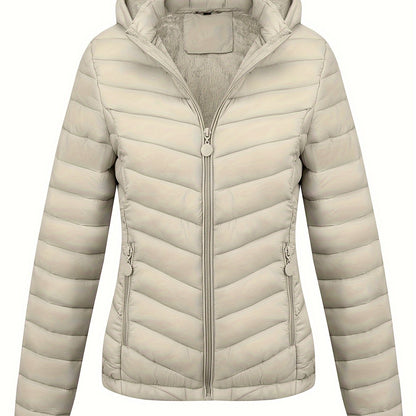 Fien | Ruched hoodie puffy jacket with angled pockets