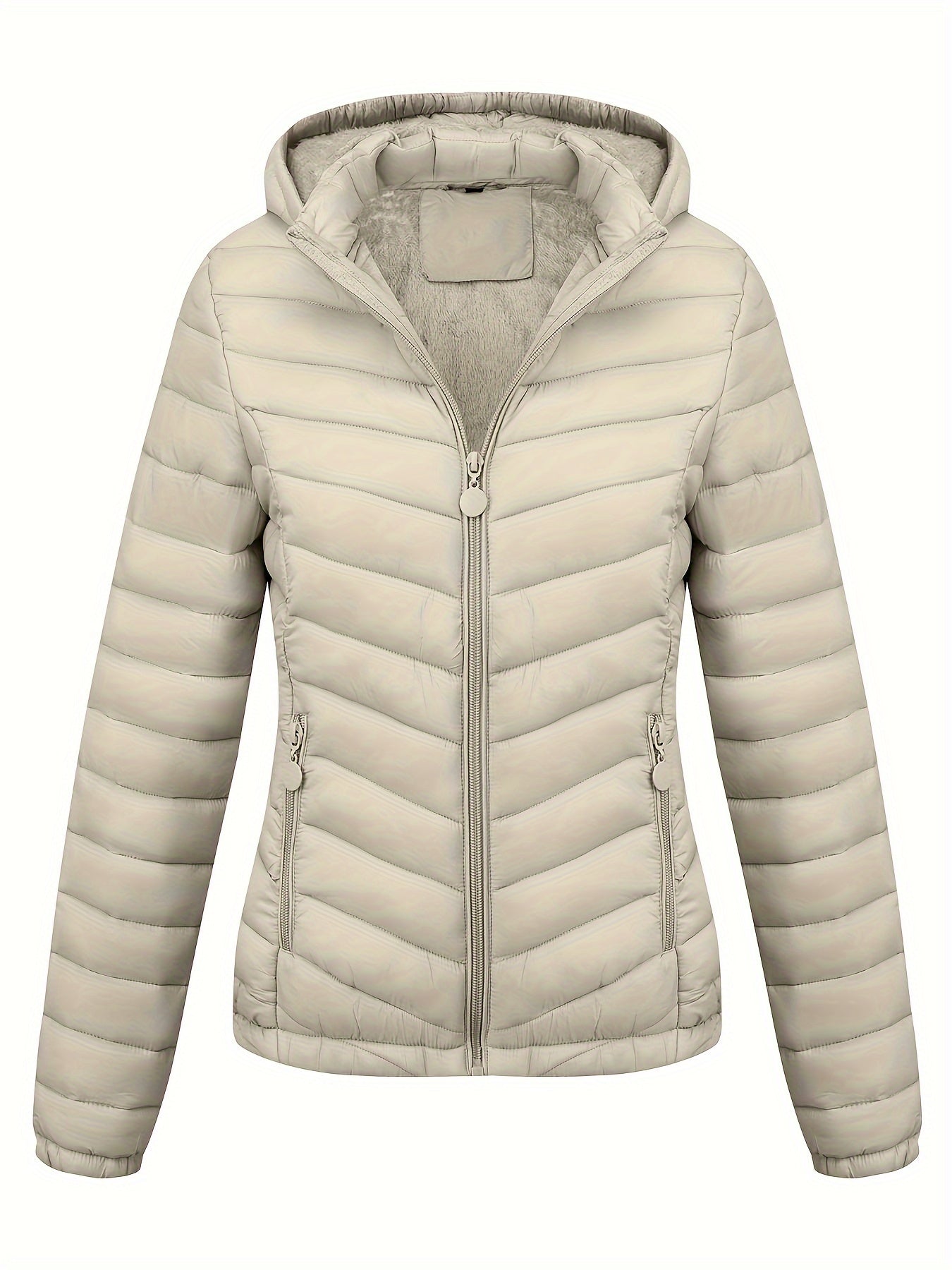 Fien | Ruched hoodie puffy jacket with angled pockets