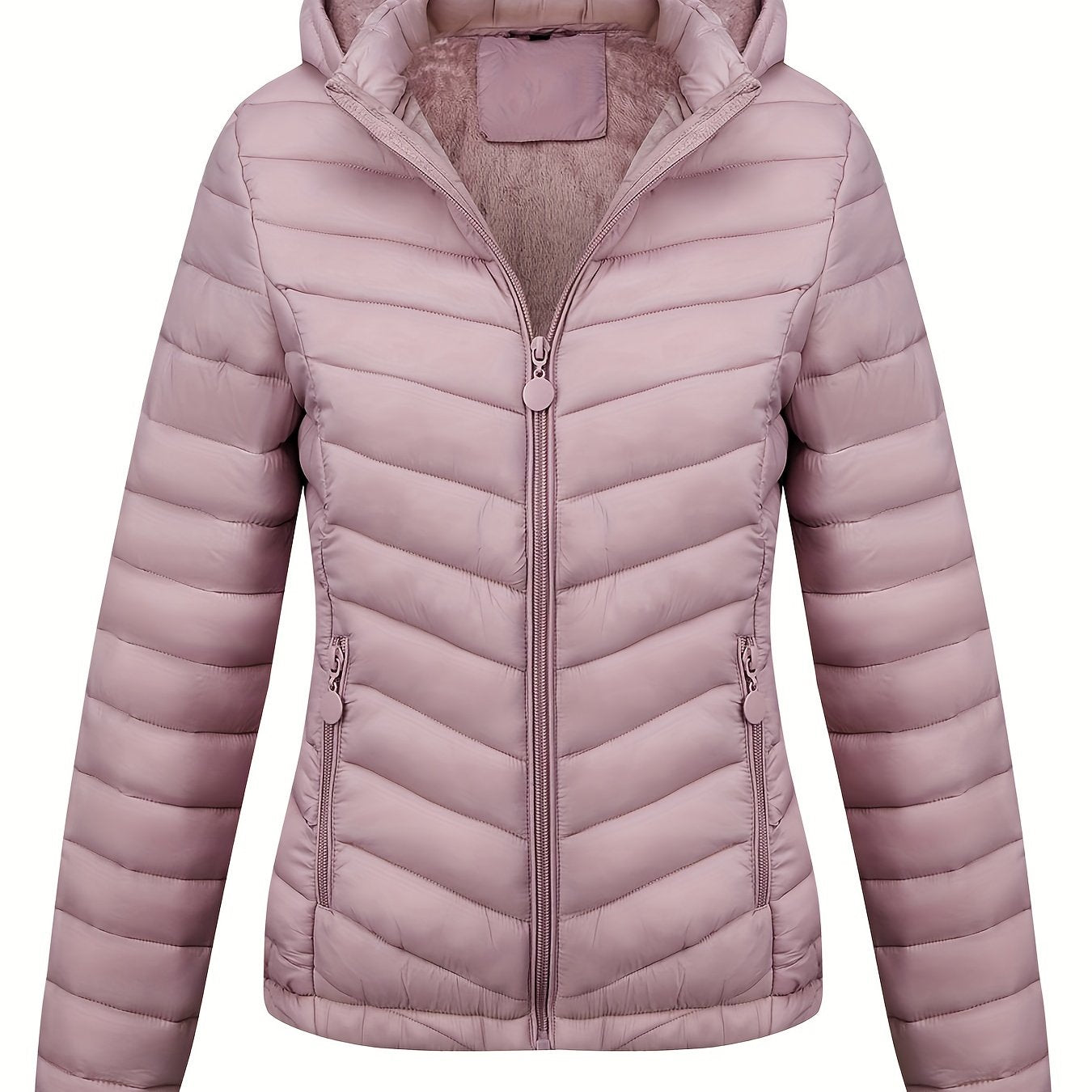 Fien | Ruched hoodie puffy jacket with angled pockets