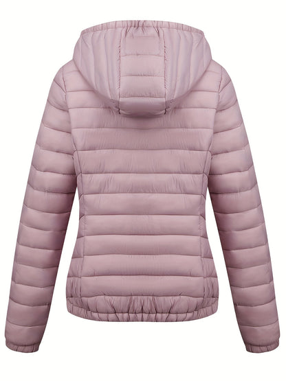 Fien | Ruched hoodie puffy jacket with angled pockets
