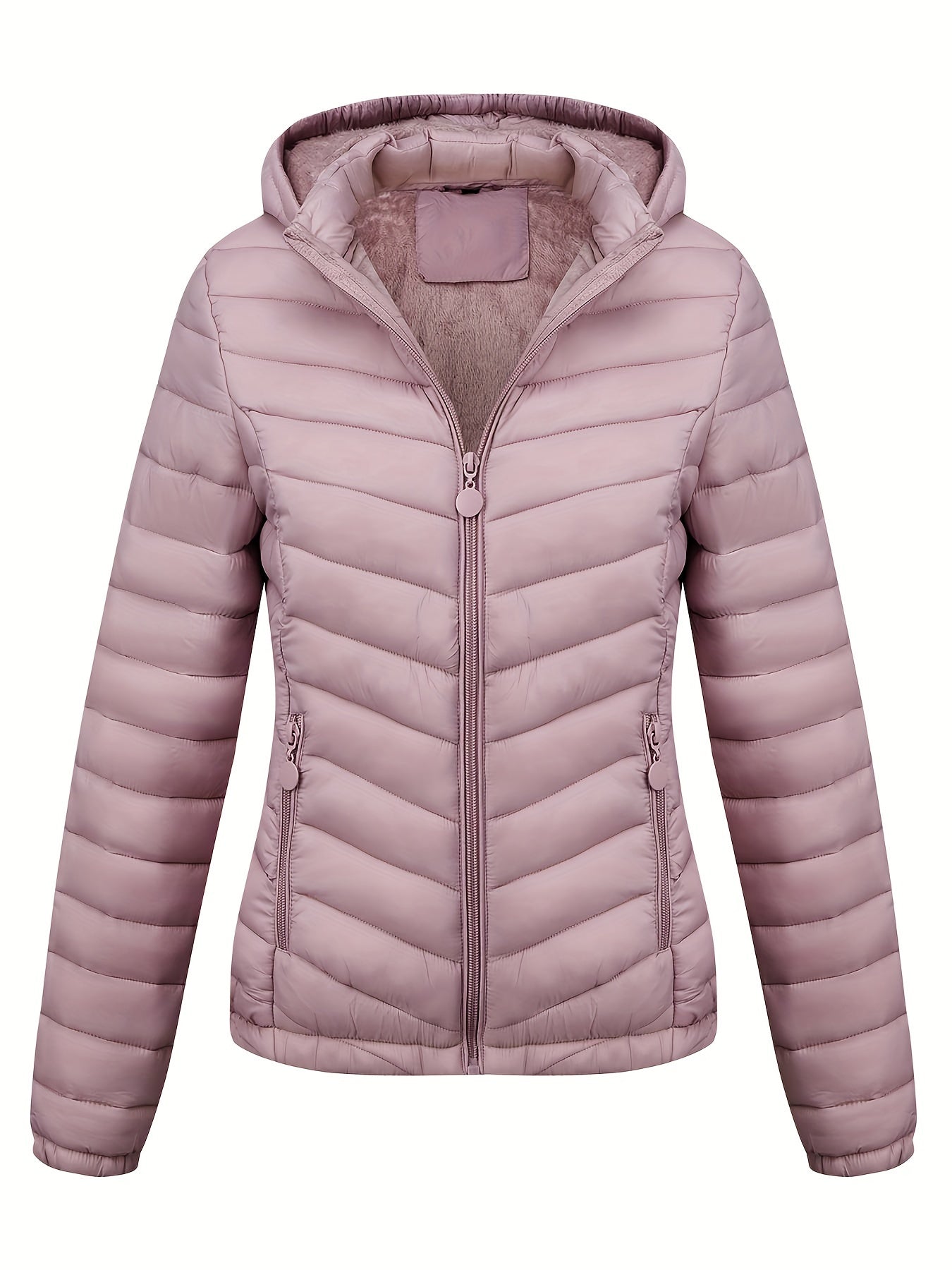 Fien | Ruched hoodie puffy jacket with angled pockets