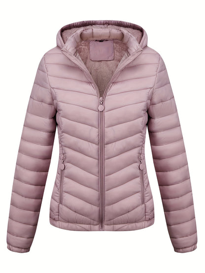 Fien | Ruched hoodie puffy jacket with angled pockets