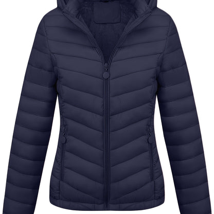 Fien | Ruched hoodie puffy jacket with angled pockets