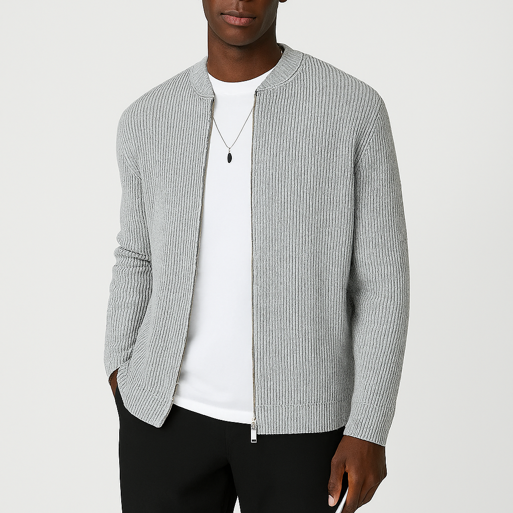 Men's Casual Knitted Zip Cardigan