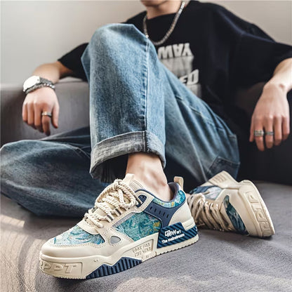 Finn | Art-inspired blue and white men's shoes