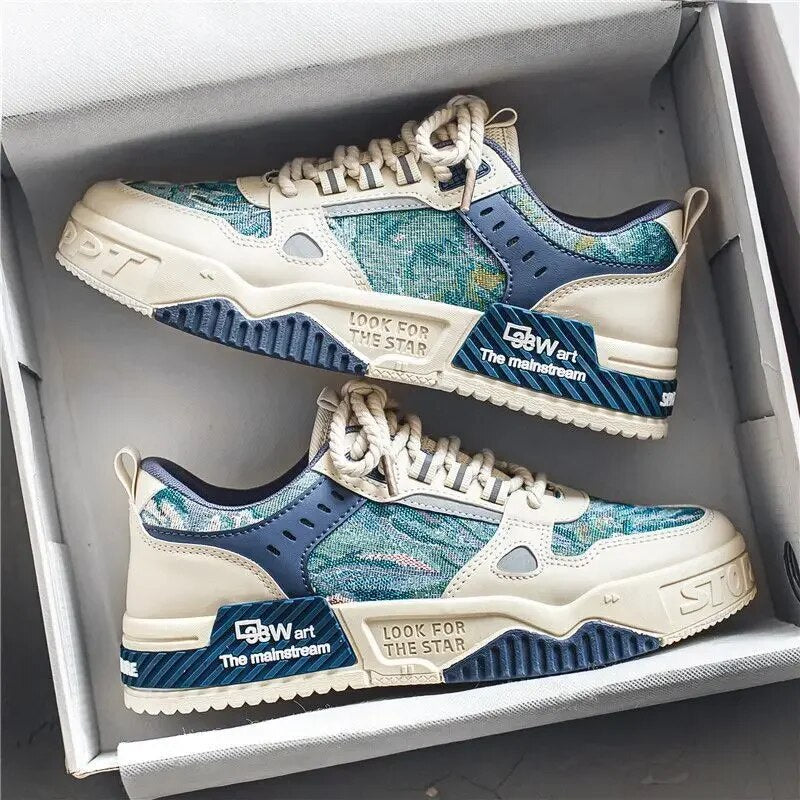 Finn | Art-inspired blue and white men's shoes
