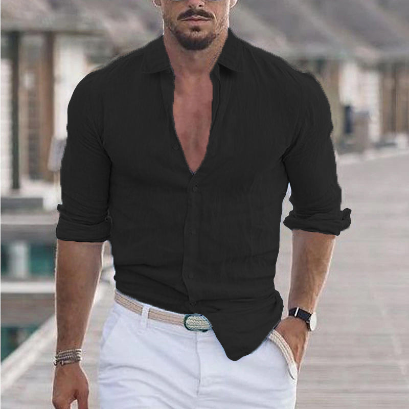 Finn | Linen Men's Shirt with Turn-Down Collar