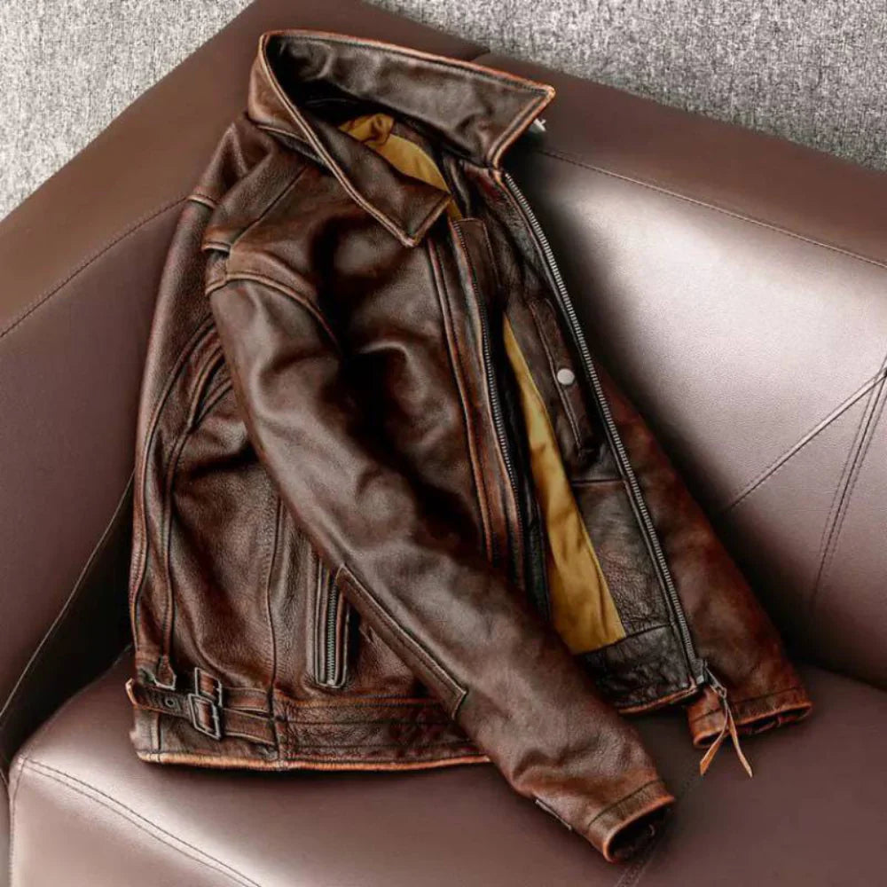 Premium Retro Men's Jacket in Real Leather
