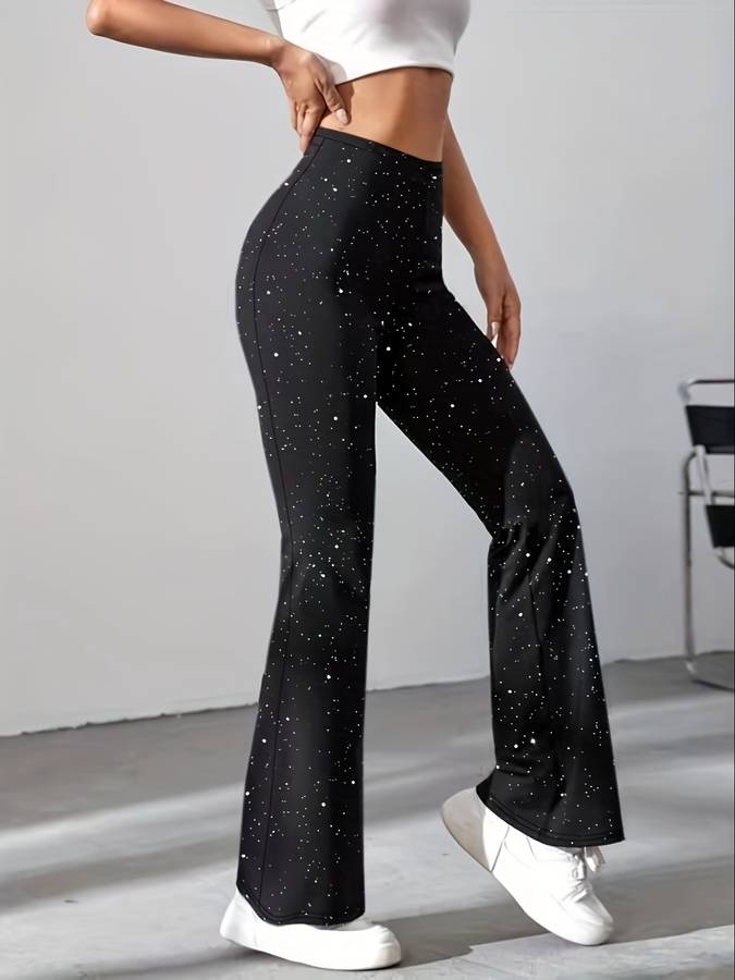Flared Ladies' Pants in Glitter Fabric