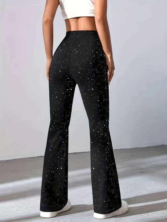Flared Ladies' Pants in Glitter Fabric