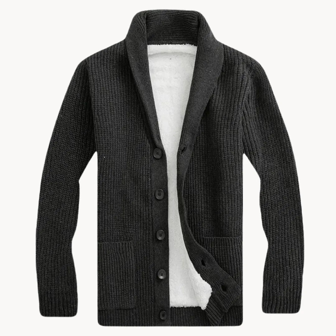 Hugo | Fleece cardigan with shoulder collar and front pockets