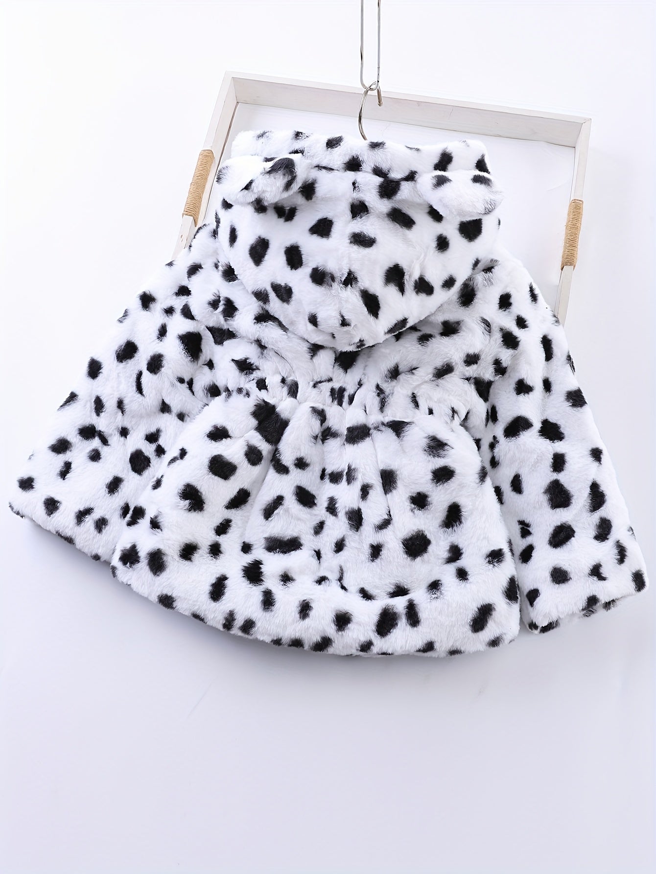 Fleece hooded jacket with leopard print for girls in winter - Reina