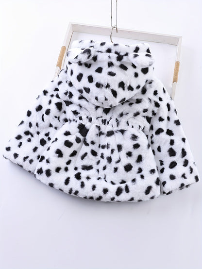 Fleece hooded jacket with leopard print for girls in winter - Reina