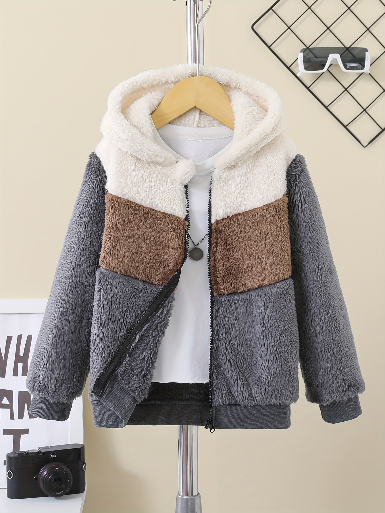 Fleece hooded jacket with zipper for children - Ramgen