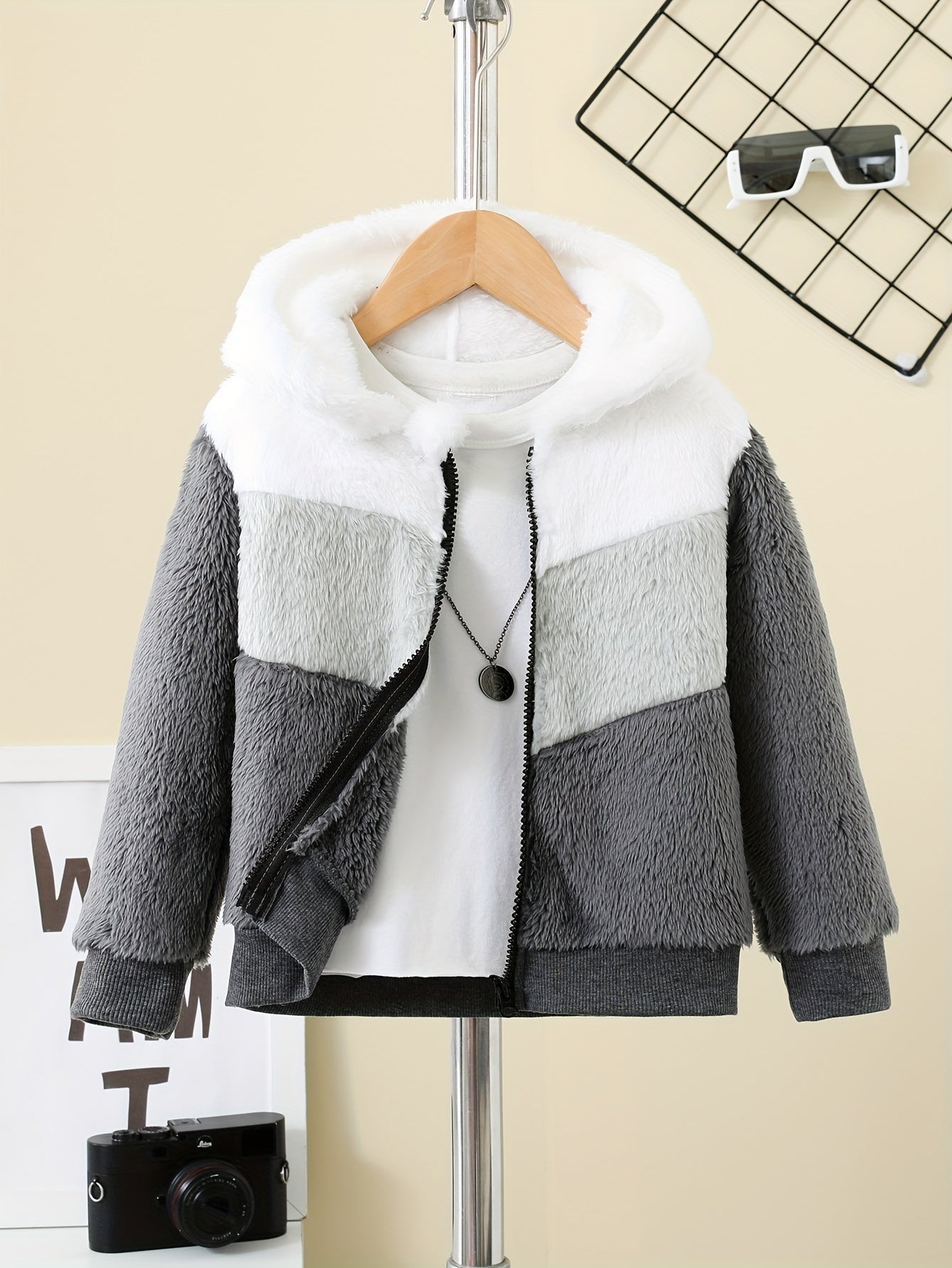 Fleece hooded jacket with zipper for children - Ramgen