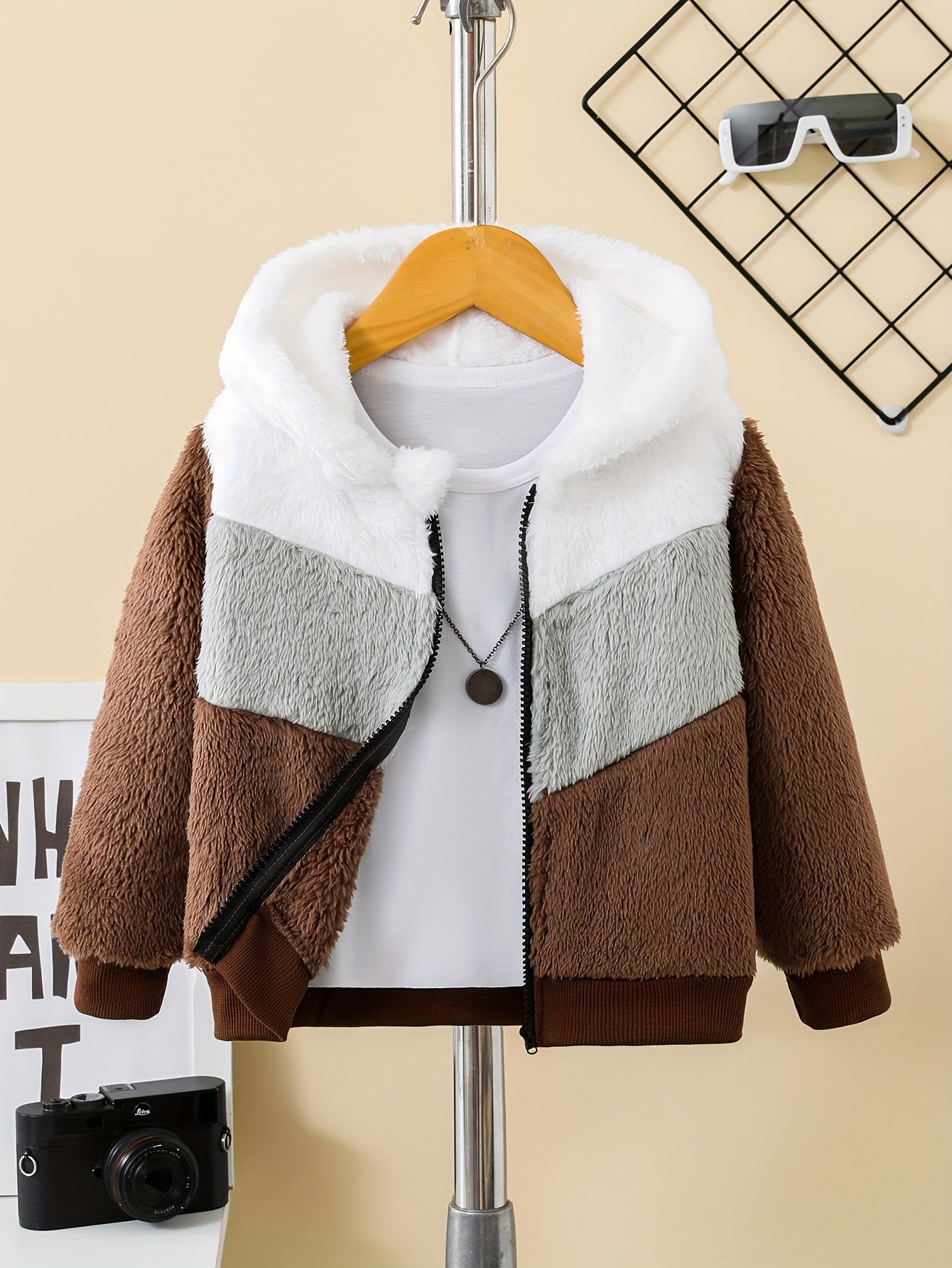 Fleece hooded jacket with zipper for children - Ramgen