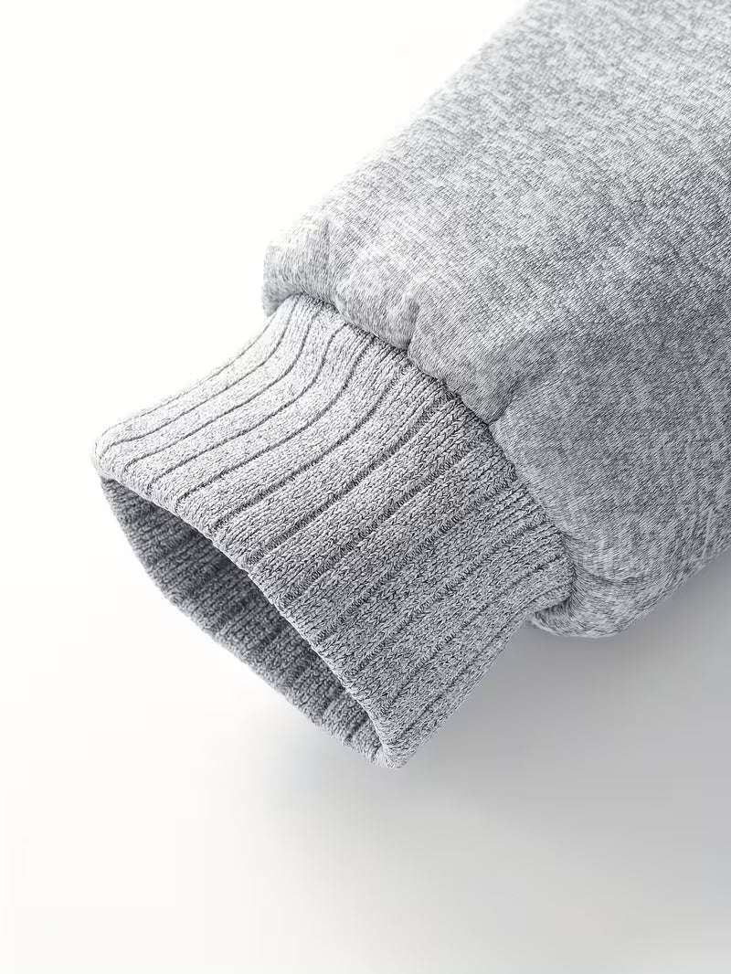 Fleece jacket with hood and zip fastening