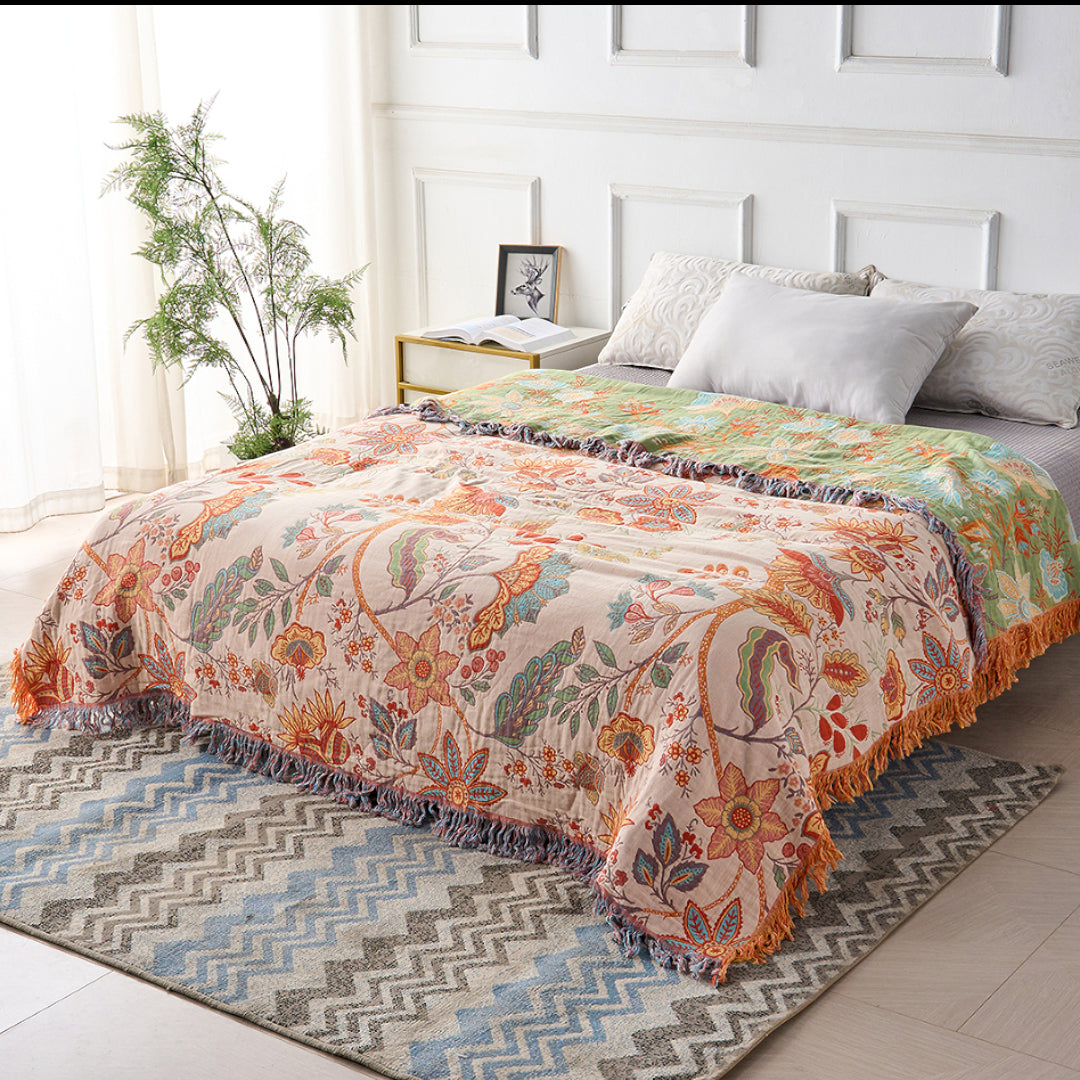 Floral Boho Throw Blanket | Summer