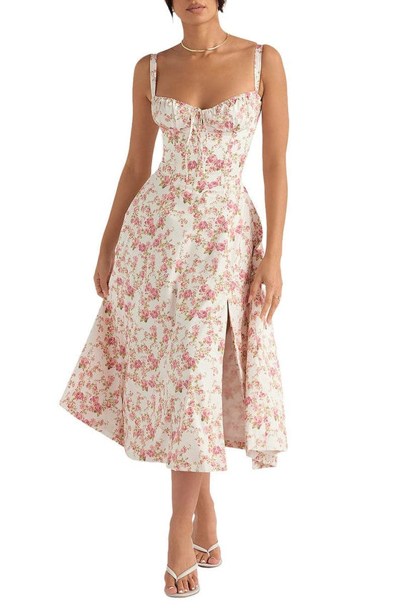 Floral Dress with Waist Shaping - Floral