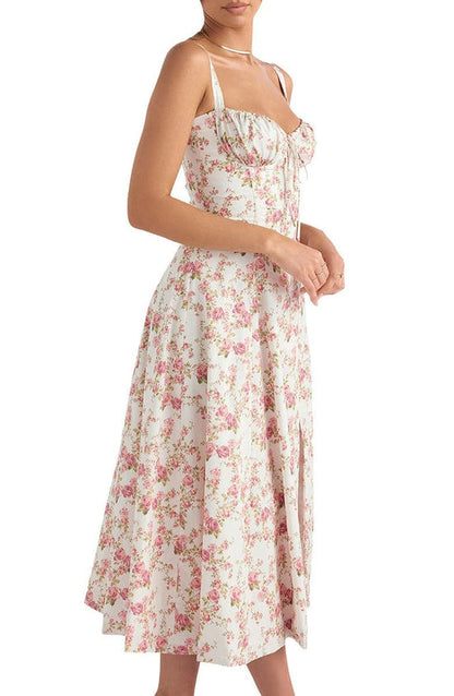 Floral Dress with Waist Shaping - Floral