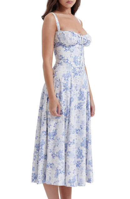 Floral Dress with Waist Shaping - Floral