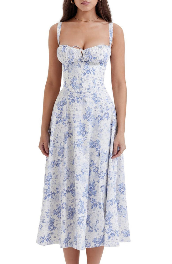 Floral Dress with Waist Shaping - Floral