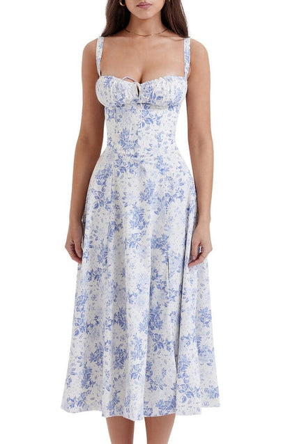 Floral Dress with Waist Shaping - Floral