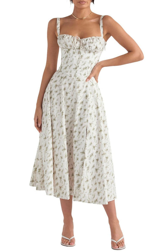Floral Dress with Waist Shaping - Floral