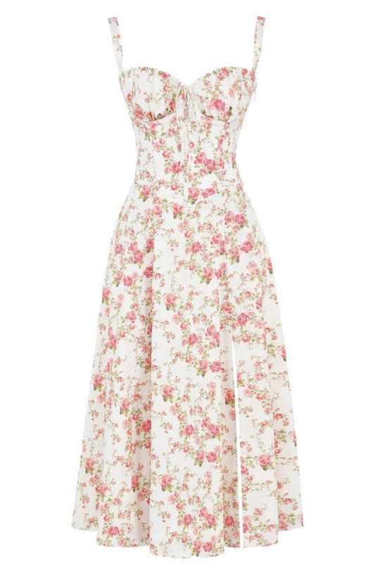 Floral Dress with Waist Shaping - Floral