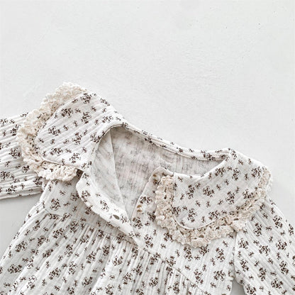 Baby Romper Set for Girls with Floral Print and Bonnet