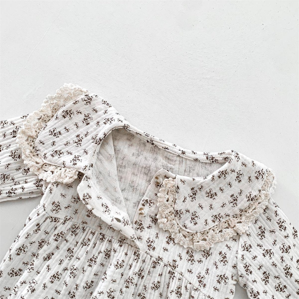 Baby Romper Set for Girls with Floral Print and Bonnet