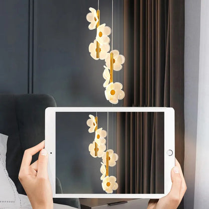 Elegante lámpara colgante LED con diseño floral