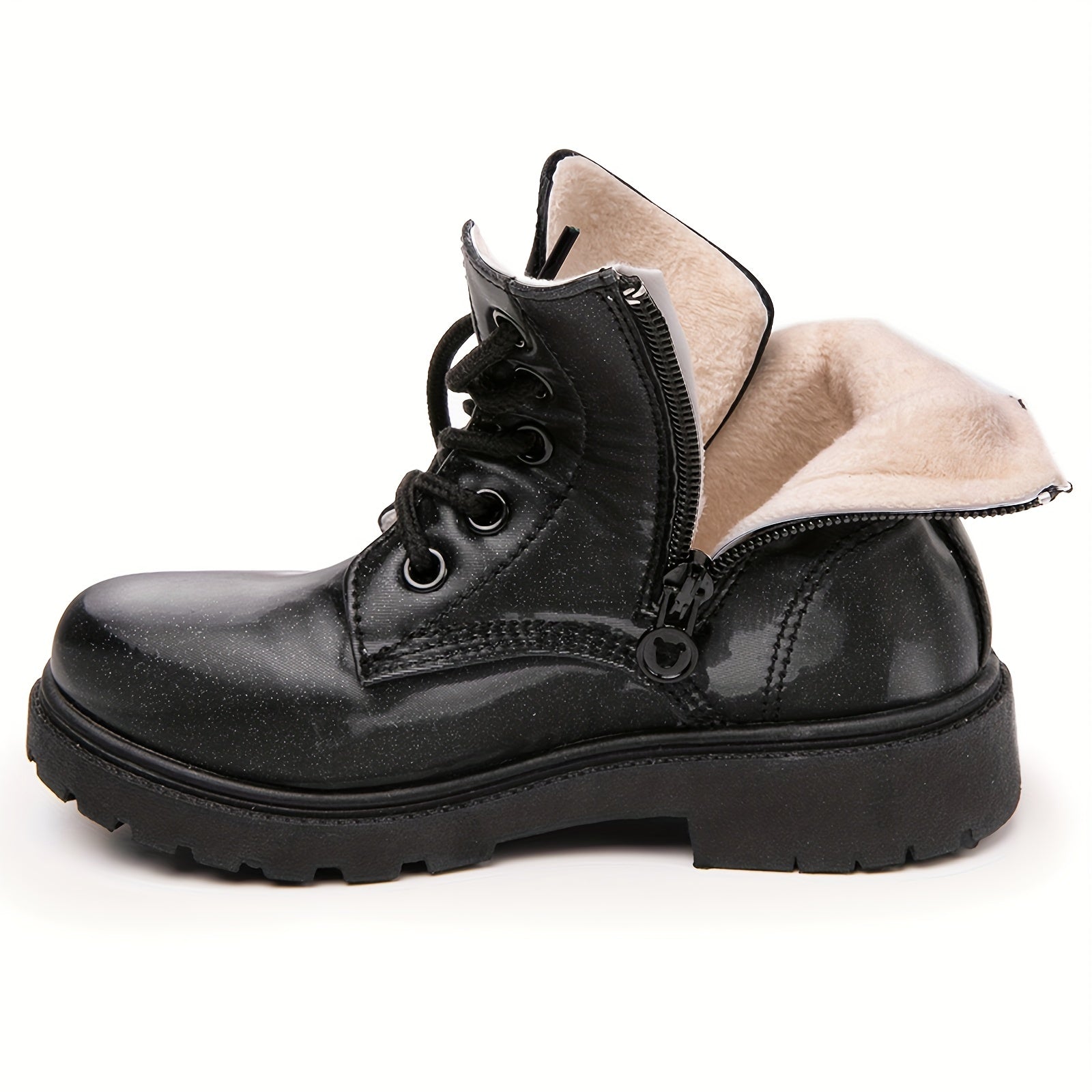 Flower Print Plus Fleece Snow Boots Lace-Up Shoes for Girls - Anji
