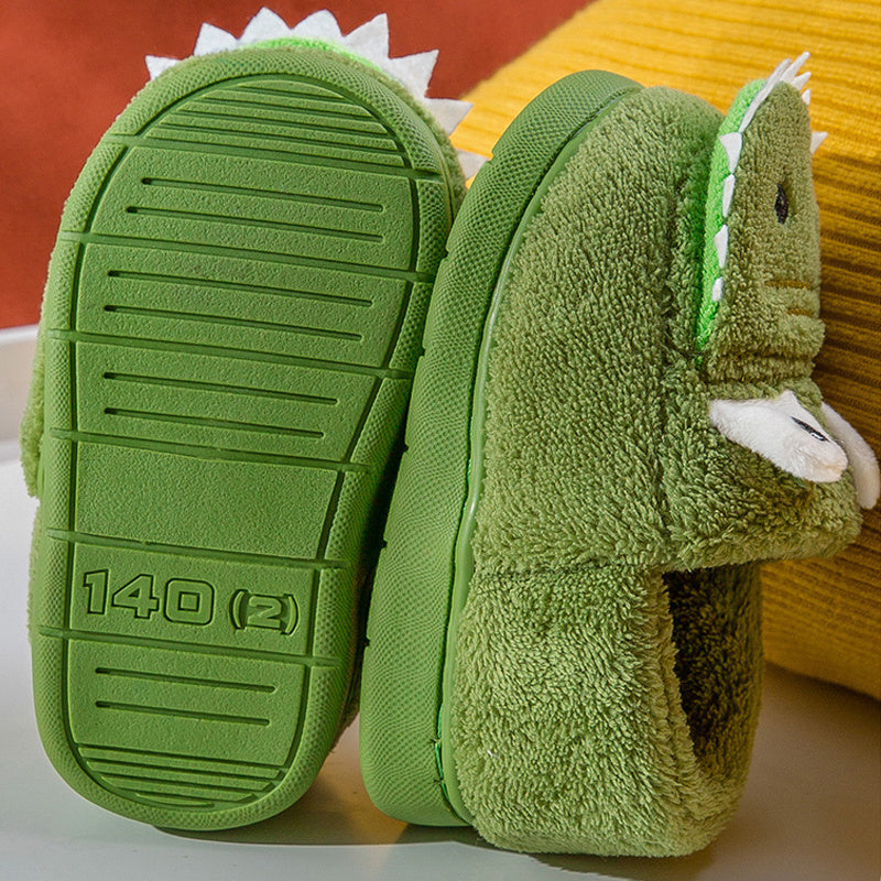 Fluffy slippers with dinosaur pattern for toddlers boys girls - Kealle