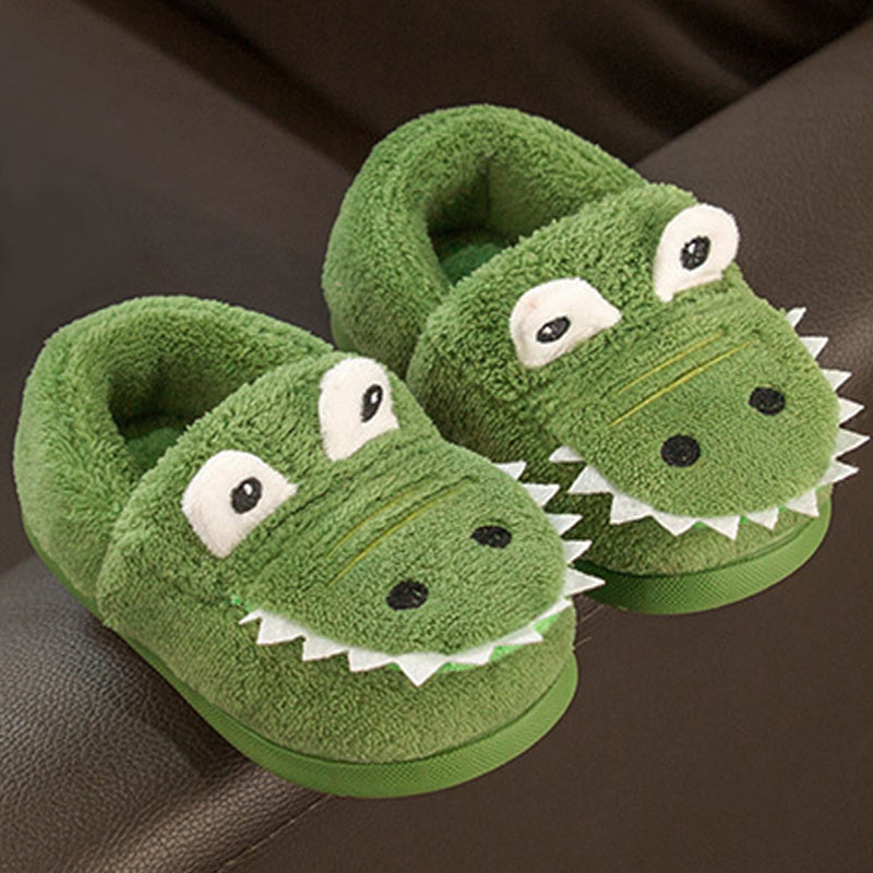 Fluffy slippers with dinosaur pattern for toddlers boys girls - Kealle