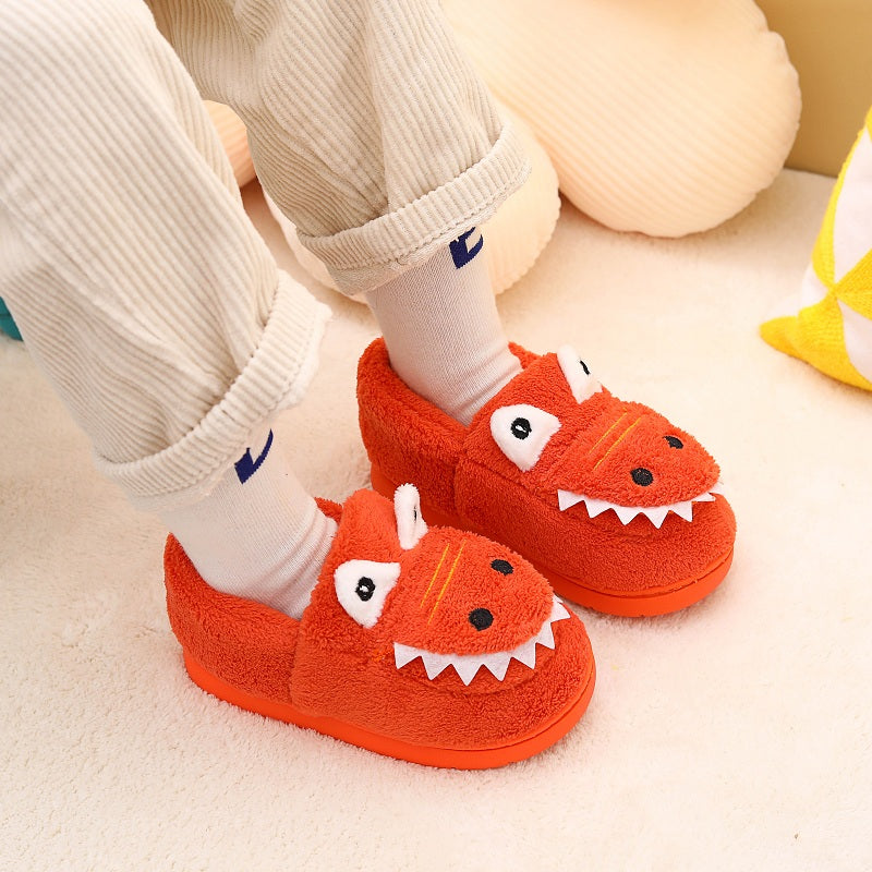 Fluffy slippers with dinosaur pattern for toddlers boys girls - Kealle