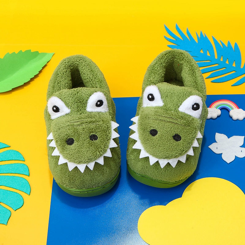 Fluffy slippers with dinosaur pattern for toddlers boys girls - Kealle