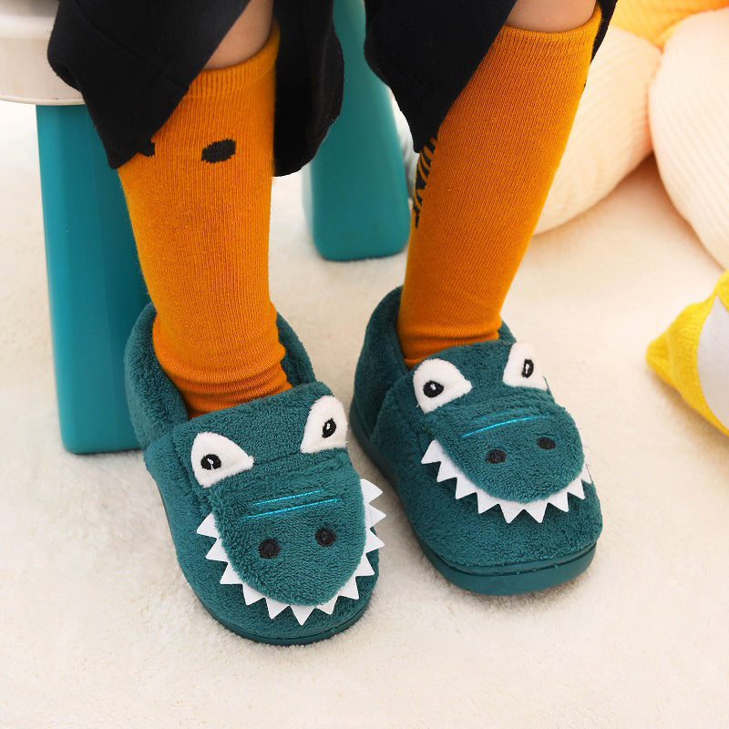 Fluffy slippers with dinosaur pattern for toddlers boys girls - Kealle