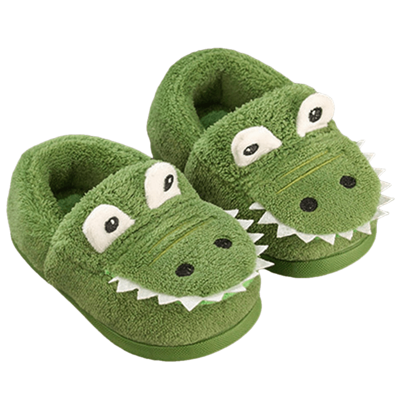 Fluffy slippers with dinosaur pattern for toddlers boys girls - Kealle