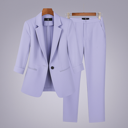 Formal women's suit set with blazer and trousers