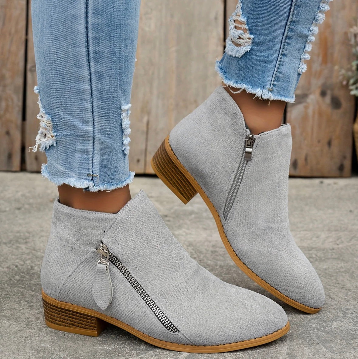 Ladies Stylish Waterproof Ankle Boots with Zip