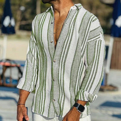 Men's Shirt with Striped Long Sleeves - Gerben