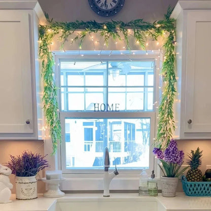 Decorative Light String with Green Branches and LED Lighting for Atmosphere